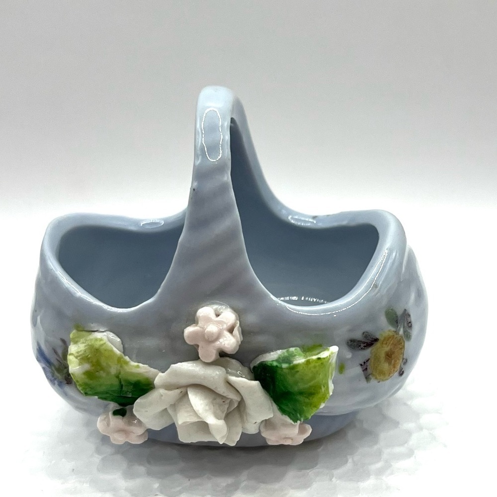 Elfinware Vintage Porcelain Baskets Vase Made In Germany Floral Mini 2” - 2.5” - Picture 12 of 14